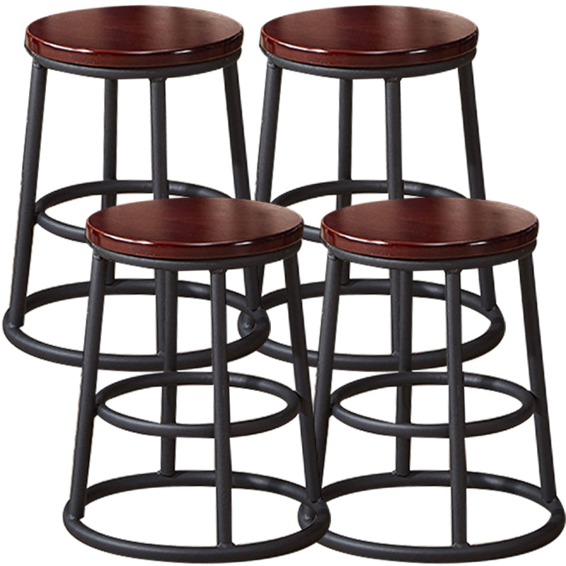 Industrial Armless Backless Counter Stool Steel Cashier Bar Stool with Pedal Crimson 4 Piece Set Short Stool(18"H) Clearhalo 'Bar Furniture' 'Bar Stools' 'bar_stools' 'furn' 'furn_bar_stools' 'furniture_bar_stools' 'Kitchen & Dining Furniture' 'kitchen&dining_furn' 'kitchen' 'kitchen_furn' Furniture' 4452882