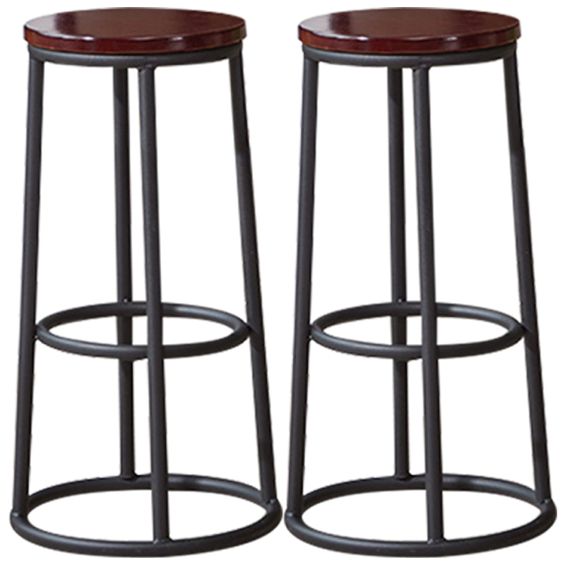 Industrial Armless Backless Counter Stool Steel Cashier Bar Stool with Pedal Crimson 2 Piece Set Bar Stool (28" H) Clearhalo 'Bar Furniture' 'Bar Stools' 'bar_stools' 'furn' 'furn_bar_stools' 'furniture_bar_stools' 'Kitchen & Dining Furniture' 'kitchen&dining_furn' 'kitchen' 'kitchen_furn' Furniture' 4452890