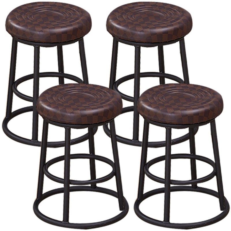 Industrial Armless Backless Counter Stool Steel Cashier Bar Stool with Pedal Brown 4 Piece Set Short Stool(18"H) Clearhalo 'Bar Furniture' 'Bar Stools' 'bar_stools' 'furn' 'furn_bar_stools' 'furniture_bar_stools' 'Kitchen & Dining Furniture' 'kitchen&dining_furn' 'kitchen' 'kitchen_furn' Furniture' 4452891