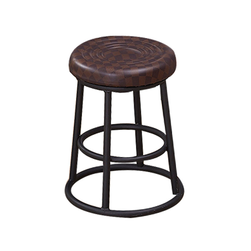 Industrial Armless Backless Counter Stool Steel Cashier Bar Stool with Pedal Brown 1 Piece Short Stool(18"H) Clearhalo 'Bar Furniture' 'Bar Stools' 'bar_stools' 'furn' 'furn_bar_stools' 'furniture_bar_stools' 'Kitchen & Dining Furniture' 'kitchen&dining_furn' 'kitchen' 'kitchen_furn' Furniture' 4452892