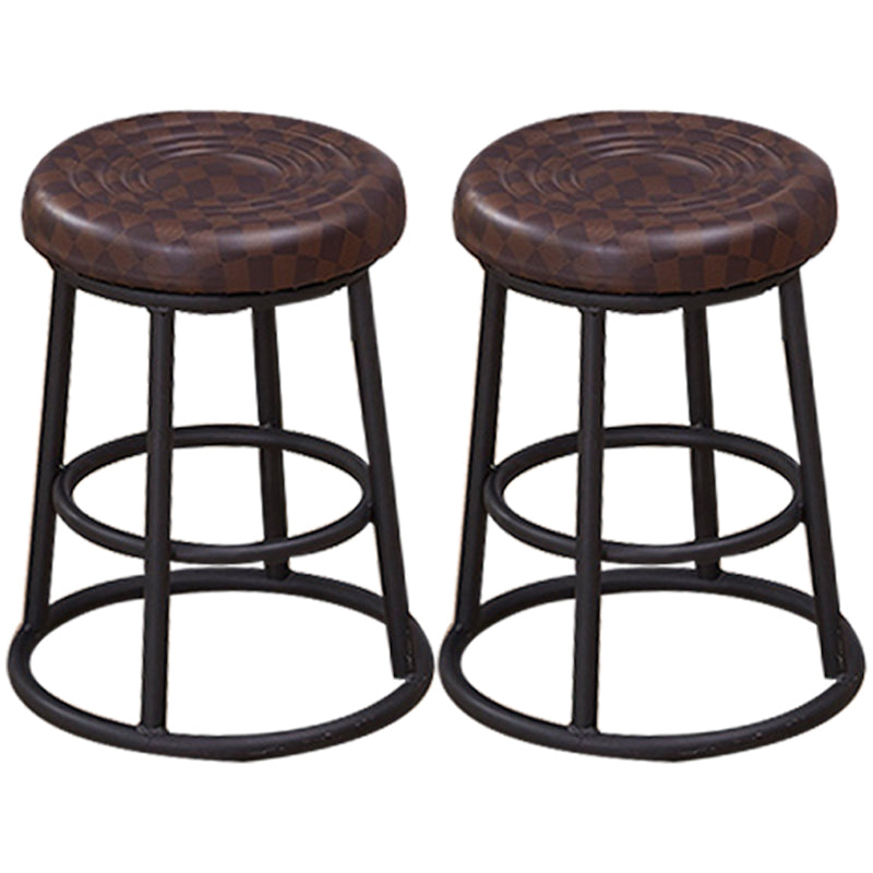 Industrial Armless Backless Counter Stool Steel Cashier Bar Stool with Pedal Brown 2 Piece Set Short Stool(18"H) Clearhalo 'Bar Furniture' 'Bar Stools' 'bar_stools' 'furn' 'furn_bar_stools' 'furniture_bar_stools' 'Kitchen & Dining Furniture' 'kitchen&dining_furn' 'kitchen' 'kitchen_furn' Furniture' 4452893