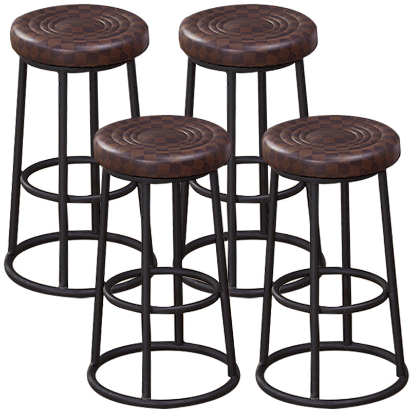 Industrial Armless Backless Counter Stool Steel Cashier Bar Stool with Pedal Brown 4 Piece Set Counter Stool (23.5"H) Clearhalo 'Bar Furniture' 'Bar Stools' 'bar_stools' 'furn' 'furn_bar_stools' 'furniture_bar_stools' 'Kitchen & Dining Furniture' 'kitchen&dining_furn' 'kitchen' 'kitchen_furn' Furniture' 4452894