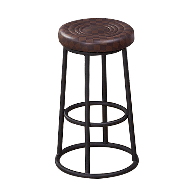 Industrial Armless Backless Counter Stool Steel Cashier Bar Stool with Pedal Brown 1 Piece Counter Stool (23.5"H) Clearhalo 'Bar Furniture' 'Bar Stools' 'bar_stools' 'furn' 'furn_bar_stools' 'furniture_bar_stools' 'Kitchen & Dining Furniture' 'kitchen&dining_furn' 'kitchen' 'kitchen_furn' Furniture' 4452895