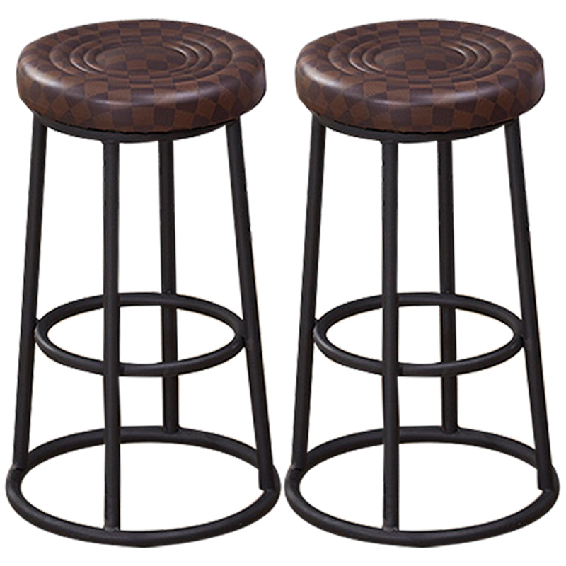 Industrial Armless Backless Counter Stool Steel Cashier Bar Stool with Pedal Brown 2 Piece Set Counter Stool (23.5"H) Clearhalo 'Bar Furniture' 'Bar Stools' 'bar_stools' 'furn' 'furn_bar_stools' 'furniture_bar_stools' 'Kitchen & Dining Furniture' 'kitchen&dining_furn' 'kitchen' 'kitchen_furn' Furniture' 4452896