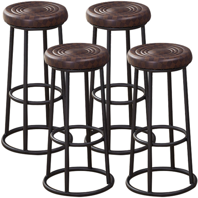 Industrial Armless Backless Counter Stool Steel Cashier Bar Stool with Pedal Brown 4 Piece Set Bar Stool (28" H) Clearhalo 'Bar Furniture' 'Bar Stools' 'bar_stools' 'furn' 'furn_bar_stools' 'furniture_bar_stools' 'Kitchen & Dining Furniture' 'kitchen&dining_furn' 'kitchen' 'kitchen_furn' Furniture' 4452897