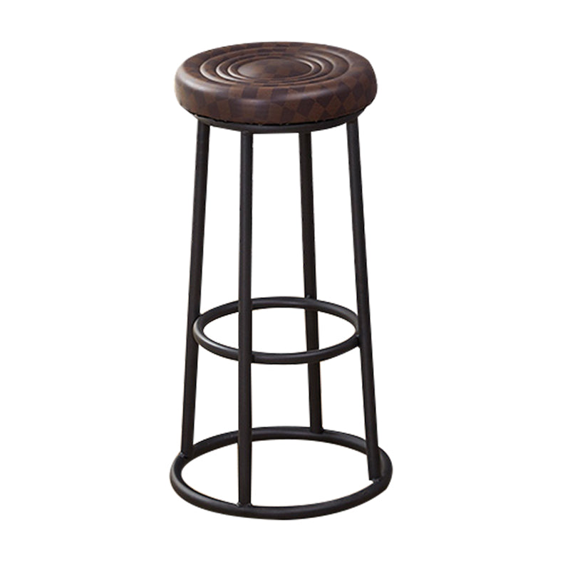 Industrial Armless Backless Counter Stool Steel Cashier Bar Stool with Pedal Brown 1 Piece Bar Stool (28" H) Clearhalo 'Bar Furniture' 'Bar Stools' 'bar_stools' 'furn' 'furn_bar_stools' 'furniture_bar_stools' 'Kitchen & Dining Furniture' 'kitchen&dining_furn' 'kitchen' 'kitchen_furn' Furniture' 4452898