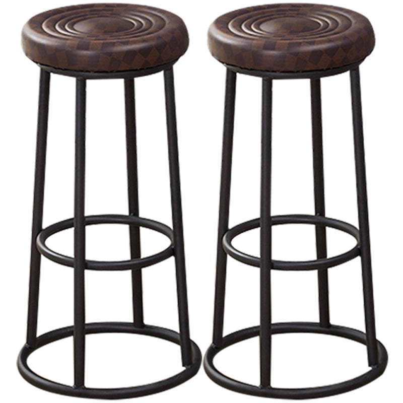 Industrial Armless Backless Counter Stool Steel Cashier Bar Stool with Pedal Brown 2 Piece Set Bar Stool (28" H) Clearhalo 'Bar Furniture' 'Bar Stools' 'bar_stools' 'furn' 'furn_bar_stools' 'furniture_bar_stools' 'Kitchen & Dining Furniture' 'kitchen&dining_furn' 'kitchen' 'kitchen_furn' Furniture' 4452899