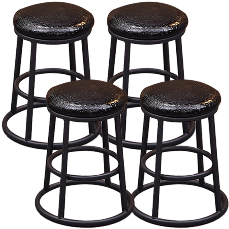 Industrial Armless Backless Counter Stool Steel Cashier Bar Stool with Pedal Gloss Black 4 Piece Set Short Stool(18"H) Clearhalo 'Bar Furniture' 'Bar Stools' 'bar_stools' 'furn' 'furn_bar_stools' 'furniture_bar_stools' 'Kitchen & Dining Furniture' 'kitchen&dining_furn' 'kitchen' 'kitchen_furn' Furniture' 4452900