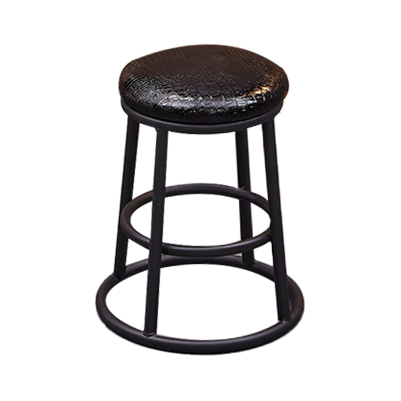 Industrial Armless Backless Counter Stool Steel Cashier Bar Stool with Pedal Gloss Black 1 Piece Short Stool(18"H) Clearhalo 'Bar Furniture' 'Bar Stools' 'bar_stools' 'furn' 'furn_bar_stools' 'furniture_bar_stools' 'Kitchen & Dining Furniture' 'kitchen&dining_furn' 'kitchen' 'kitchen_furn' Furniture' 4452901