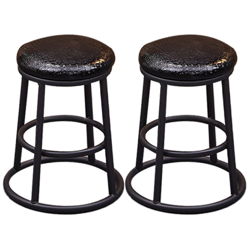 Industrial Armless Backless Counter Stool Steel Cashier Bar Stool with Pedal Gloss Black 2 Piece Set Short Stool(18"H) Clearhalo 'Bar Furniture' 'Bar Stools' 'bar_stools' 'furn' 'furn_bar_stools' 'furniture_bar_stools' 'Kitchen & Dining Furniture' 'kitchen&dining_furn' 'kitchen' 'kitchen_furn' Furniture' 4452902