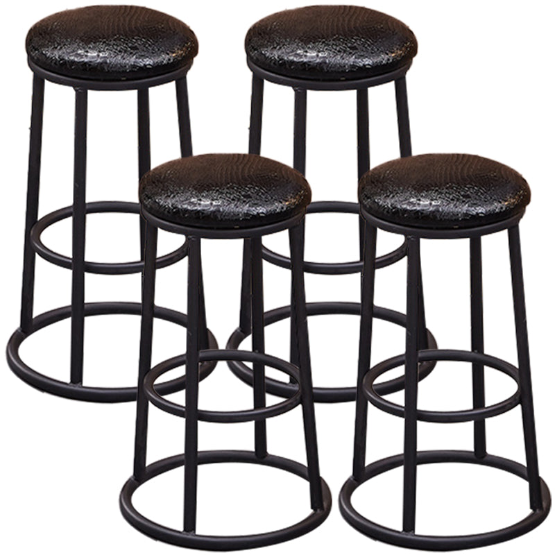 Industrial Armless Backless Counter Stool Steel Cashier Bar Stool with Pedal Gloss Black 4 Piece Set Counter Stool (23.5"H) Clearhalo 'Bar Furniture' 'Bar Stools' 'bar_stools' 'furn' 'furn_bar_stools' 'furniture_bar_stools' 'Kitchen & Dining Furniture' 'kitchen&dining_furn' 'kitchen' 'kitchen_furn' Furniture' 4452903