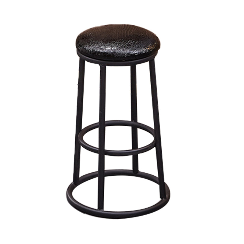 Industrial Armless Backless Counter Stool Steel Cashier Bar Stool with Pedal Gloss Black 1 Piece Counter Stool (23.5"H) Clearhalo 'Bar Furniture' 'Bar Stools' 'bar_stools' 'furn' 'furn_bar_stools' 'furniture_bar_stools' 'Kitchen & Dining Furniture' 'kitchen&dining_furn' 'kitchen' 'kitchen_furn' Furniture' 4452904