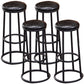 Industrial Armless Backless Counter Stool Steel Cashier Bar Stool with Pedal Gloss Black 4 Piece Set Bar Stool (28" H) Clearhalo 'Bar Furniture' 'Bar Stools' 'bar_stools' 'furn' 'furn_bar_stools' 'furniture_bar_stools' 'Kitchen & Dining Furniture' 'kitchen&dining_furn' 'kitchen' 'kitchen_furn' Furniture' 4452906