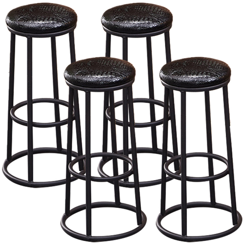 Industrial Armless Backless Counter Stool Steel Cashier Bar Stool with Pedal Gloss Black 4 Piece Set Bar Stool (28" H) Clearhalo 'Bar Furniture' 'Bar Stools' 'bar_stools' 'furn' 'furn_bar_stools' 'furniture_bar_stools' 'Kitchen & Dining Furniture' 'kitchen&dining_furn' 'kitchen' 'kitchen_furn' Furniture' 4452906