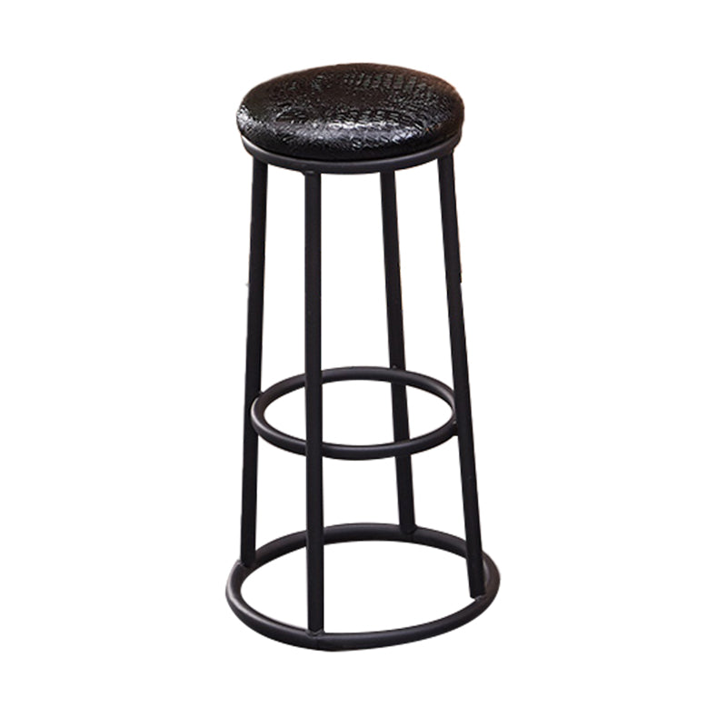 Industrial Armless Backless Counter Stool Steel Cashier Bar Stool with Pedal Gloss Black 1 Piece Bar Stool (28" H) Clearhalo 'Bar Furniture' 'Bar Stools' 'bar_stools' 'furn' 'furn_bar_stools' 'furniture_bar_stools' 'Kitchen & Dining Furniture' 'kitchen&dining_furn' 'kitchen' 'kitchen_furn' Furniture' 4452907