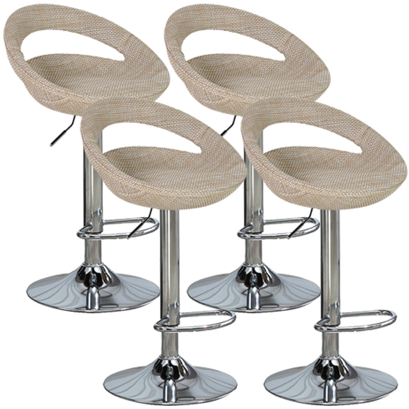 Contemporary Adjustable Height Bar Stool Indoor Bar Stool with Low Back Beige 4 Piece Set Clearhalo 'Bar Furniture' 'Bar Stools' 'bar_stools' 'furn' 'furn_bar_stools' 'furniture_bar_stools' 'Kitchen & Dining Furniture' 'kitchen&dining_furn' 'kitchen' 'kitchen_furn' Furniture' 4452928