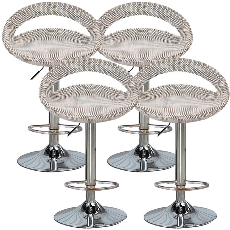 Contemporary Adjustable Height Bar Stool Indoor Bar Stool with Low Back Light Gray-White 4 Piece Set Clearhalo 'Bar Furniture' 'Bar Stools' 'bar_stools' 'furn' 'furn_bar_stools' 'furniture_bar_stools' 'Kitchen & Dining Furniture' 'kitchen&dining_furn' 'kitchen' 'kitchen_furn' Furniture' 4452934