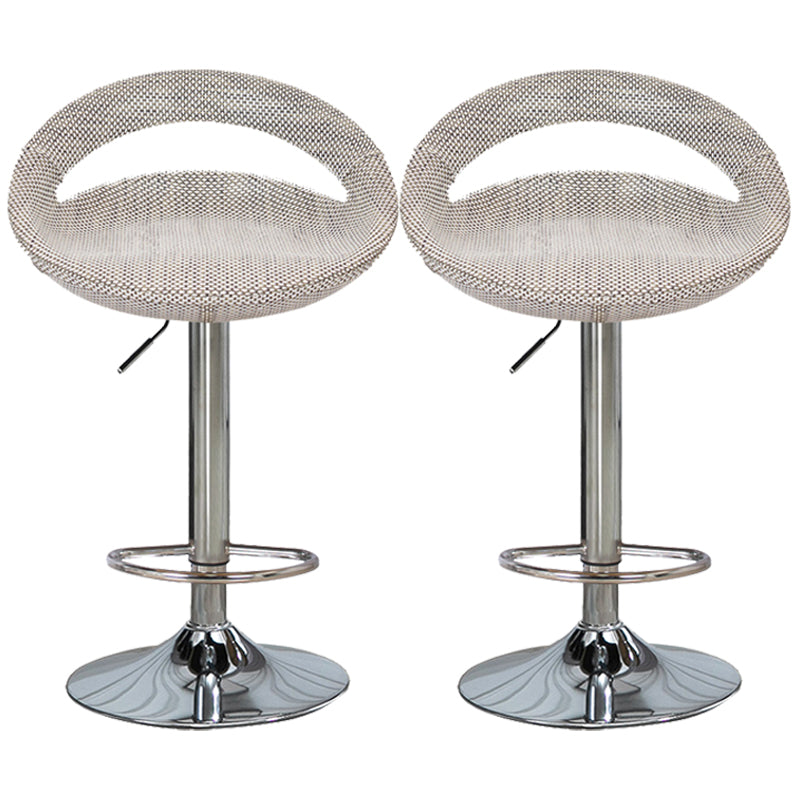 Contemporary Adjustable Height Bar Stool Indoor Bar Stool with Low Back Light Gray-White 2 Piece Set Clearhalo 'Bar Furniture' 'Bar Stools' 'bar_stools' 'furn' 'furn_bar_stools' 'furniture_bar_stools' 'Kitchen & Dining Furniture' 'kitchen&dining_furn' 'kitchen' 'kitchen_furn' Furniture' 4452938
