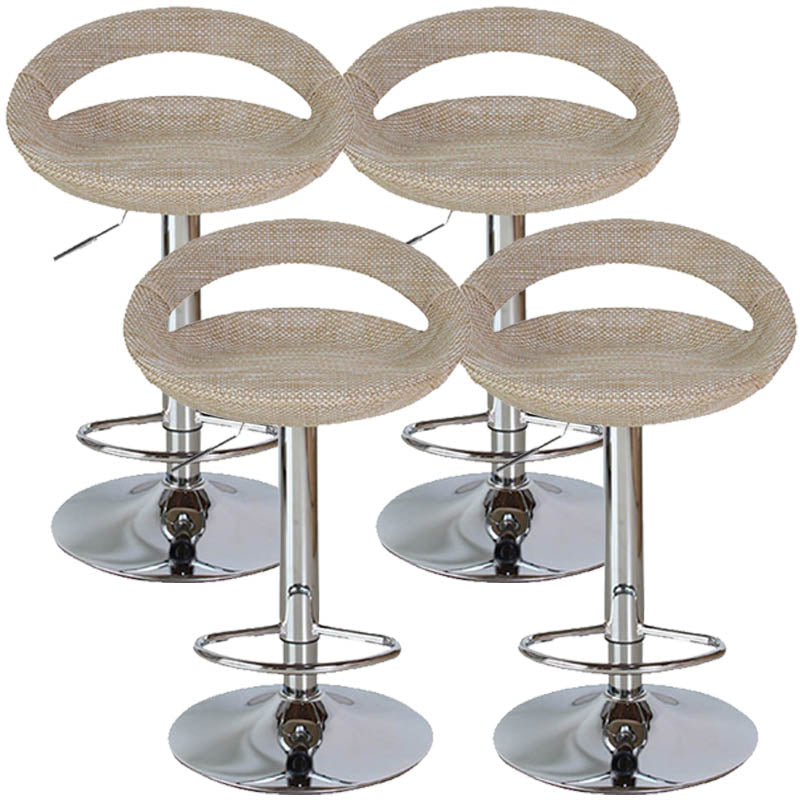 Contemporary Adjustable Height Bar Stool Indoor Bar Stool with Low Back Khaki 4 Piece Set Clearhalo 'Bar Furniture' 'Bar Stools' 'bar_stools' 'furn' 'furn_bar_stools' 'furniture_bar_stools' 'Kitchen & Dining Furniture' 'kitchen&dining_furn' 'kitchen' 'kitchen_furn' Furniture' 4452943
