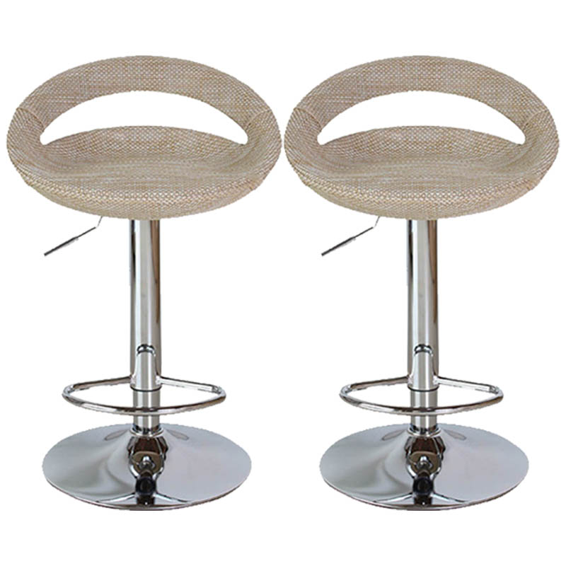 Contemporary Adjustable Height Bar Stool Indoor Bar Stool with Low Back Khaki 2 Piece Set Clearhalo 'Bar Furniture' 'Bar Stools' 'bar_stools' 'furn' 'furn_bar_stools' 'furniture_bar_stools' 'Kitchen & Dining Furniture' 'kitchen&dining_furn' 'kitchen' 'kitchen_furn' Furniture' 4452945