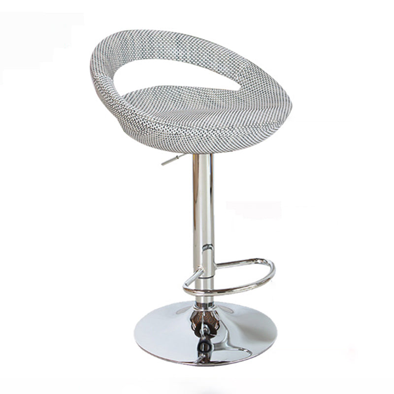 Contemporary Adjustable Height Bar Stool Indoor Bar Stool with Low Back Gray-White 1 Piece Clearhalo 'Bar Furniture' 'Bar Stools' 'bar_stools' 'furn' 'furn_bar_stools' 'furniture_bar_stools' 'Kitchen & Dining Furniture' 'kitchen&dining_furn' 'kitchen' 'kitchen_furn' Furniture' 4452947