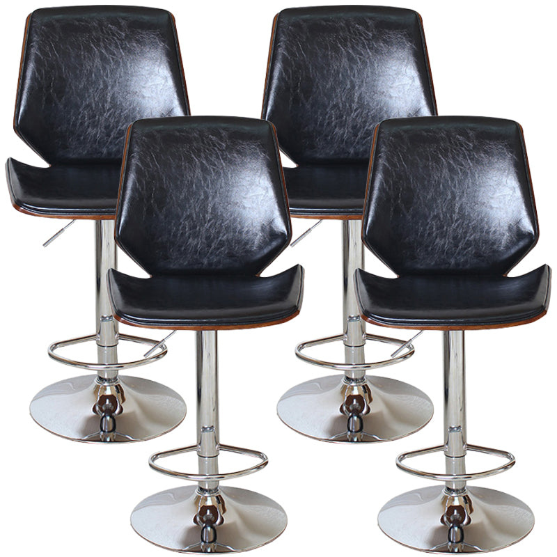 Contemporary Swivel Adjustable Height Bar Stool Indoor Bar Stool with Full Back Gloss Black 4 Piece Set Clearhalo 'Bar Furniture' 'Bar Stools' 'bar_stools' 'furn' 'furn_bar_stools' 'furniture_bar_stools' 'Kitchen & Dining Furniture' 'kitchen&dining_furn' 'kitchen' 'kitchen_furn' Furniture' 4452978