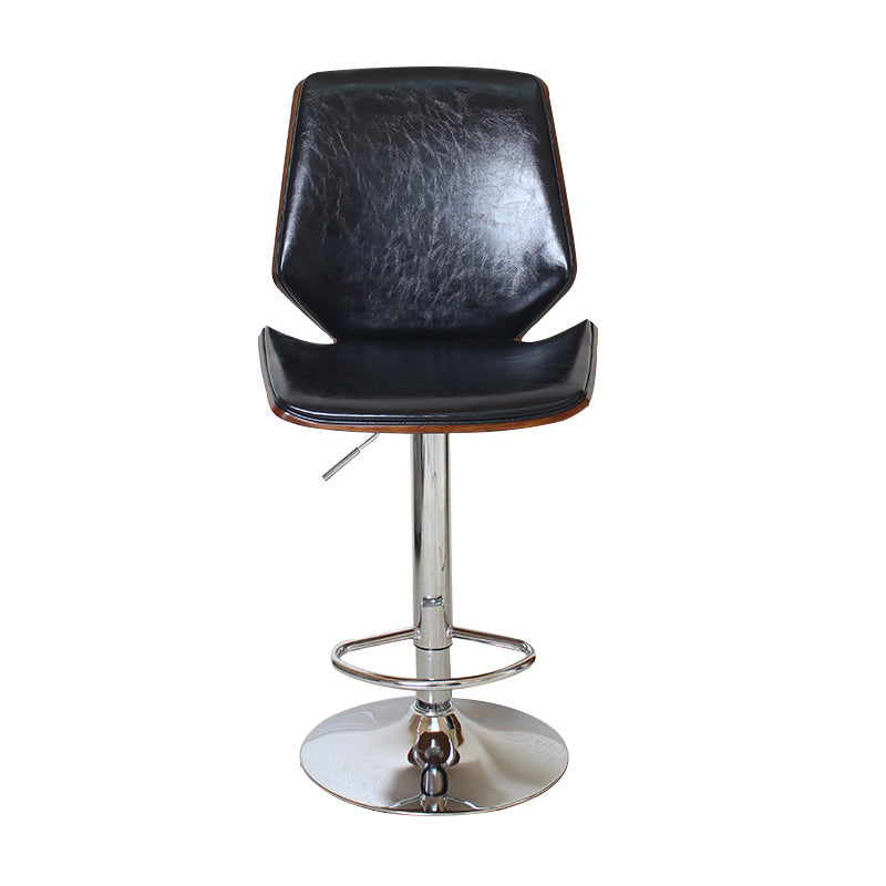 Contemporary Swivel Adjustable Height Bar Stool Indoor Bar Stool with Full Back Gloss Black 1 Piece Clearhalo 'Bar Furniture' 'Bar Stools' 'bar_stools' 'furn' 'furn_bar_stools' 'furniture_bar_stools' 'Kitchen & Dining Furniture' 'kitchen&dining_furn' 'kitchen' 'kitchen_furn' Furniture' 4452980