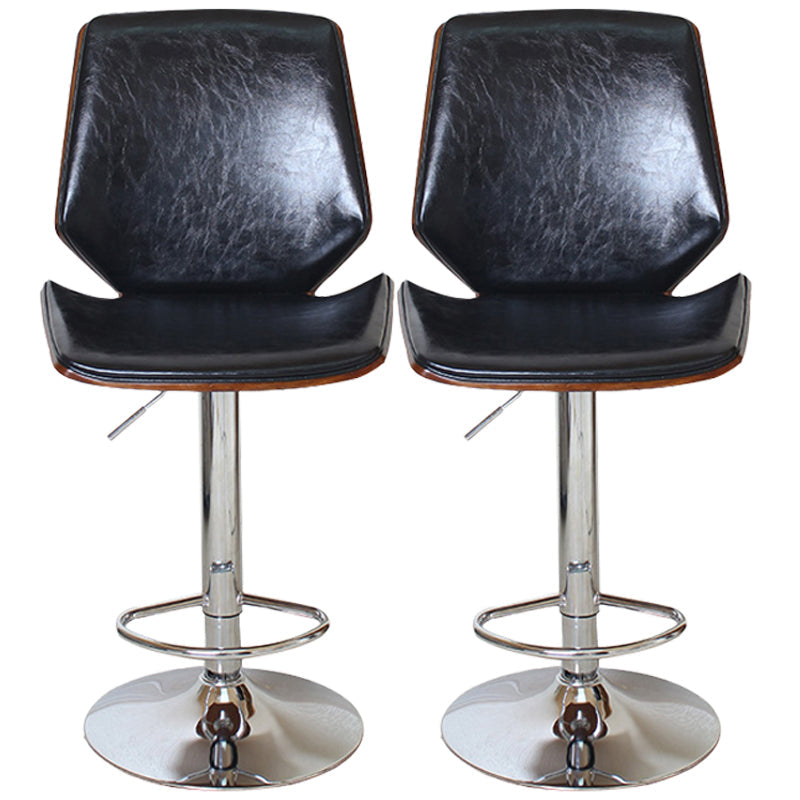 Contemporary Swivel Adjustable Height Bar Stool Indoor Bar Stool with Full Back Gloss Black 2 Piece Set Clearhalo 'Bar Furniture' 'Bar Stools' 'bar_stools' 'furn' 'furn_bar_stools' 'furniture_bar_stools' 'Kitchen & Dining Furniture' 'kitchen&dining_furn' 'kitchen' 'kitchen_furn' Furniture' 4452981
