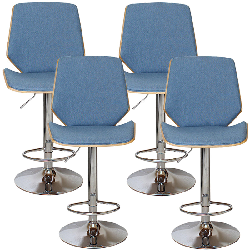 Contemporary Swivel Adjustable Height Bar Stool Indoor Bar Stool with Full Back Blue 4 Piece Set Clearhalo 'Bar Furniture' 'Bar Stools' 'bar_stools' 'furn' 'furn_bar_stools' 'furniture_bar_stools' 'Kitchen & Dining Furniture' 'kitchen&dining_furn' 'kitchen' 'kitchen_furn' Furniture' 4452991
