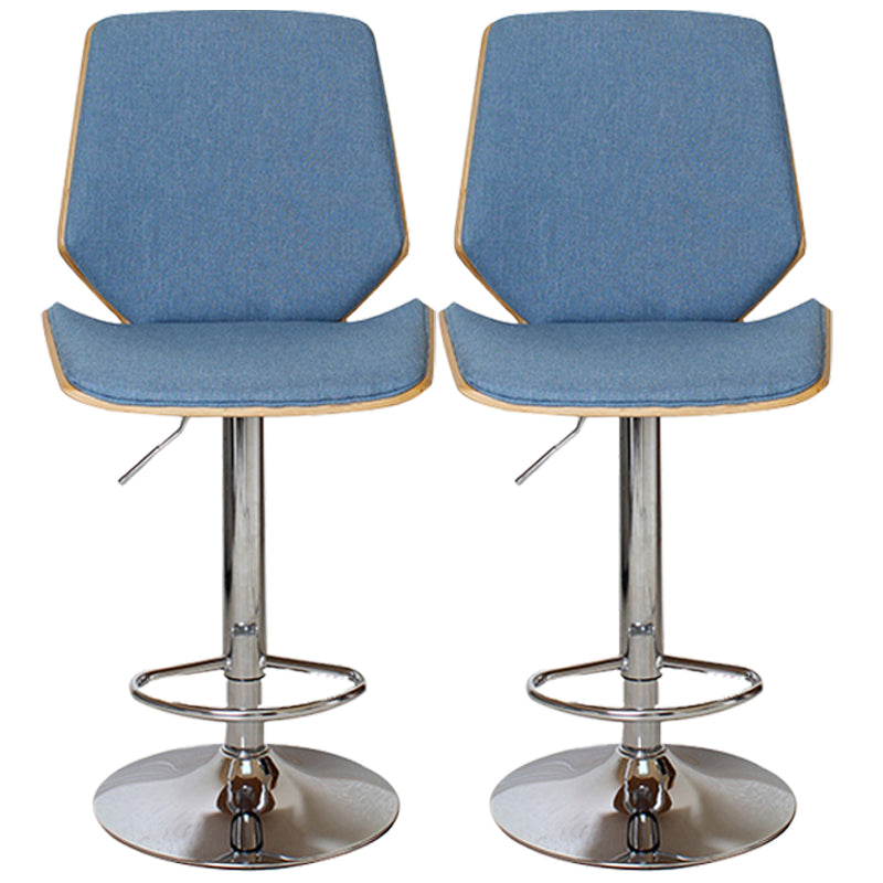 Contemporary Swivel Adjustable Height Bar Stool Indoor Bar Stool with Full Back Blue 2 Piece Set Clearhalo 'Bar Furniture' 'Bar Stools' 'bar_stools' 'furn' 'furn_bar_stools' 'furniture_bar_stools' 'Kitchen & Dining Furniture' 'kitchen&dining_furn' 'kitchen' 'kitchen_furn' Furniture' 4452993