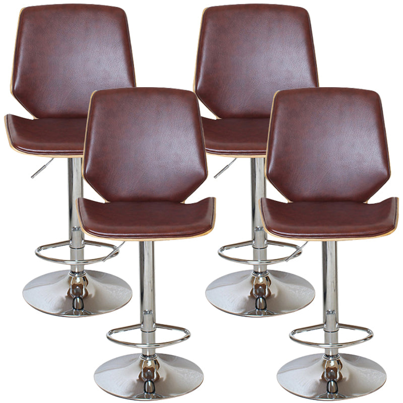 Contemporary Swivel Adjustable Height Bar Stool Indoor Bar Stool with Full Back Brown 4 Piece Set Clearhalo 'Bar Furniture' 'Bar Stools' 'bar_stools' 'furn' 'furn_bar_stools' 'furniture_bar_stools' 'Kitchen & Dining Furniture' 'kitchen&dining_furn' 'kitchen' 'kitchen_furn' Furniture' 4452994