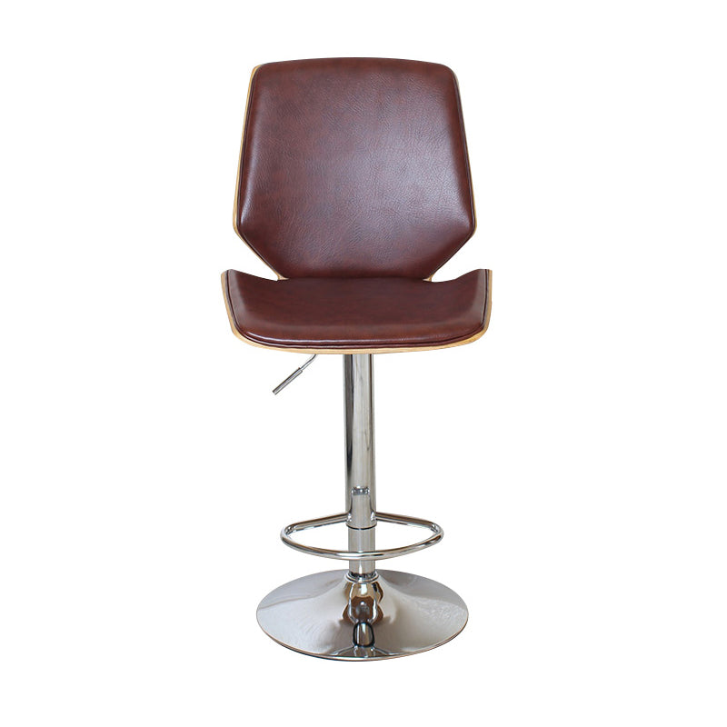 Contemporary Swivel Adjustable Height Bar Stool Indoor Bar Stool with Full Back Brown 1 Piece Clearhalo 'Bar Furniture' 'Bar Stools' 'bar_stools' 'furn' 'furn_bar_stools' 'furniture_bar_stools' 'Kitchen & Dining Furniture' 'kitchen&dining_furn' 'kitchen' 'kitchen_furn' Furniture' 4452995