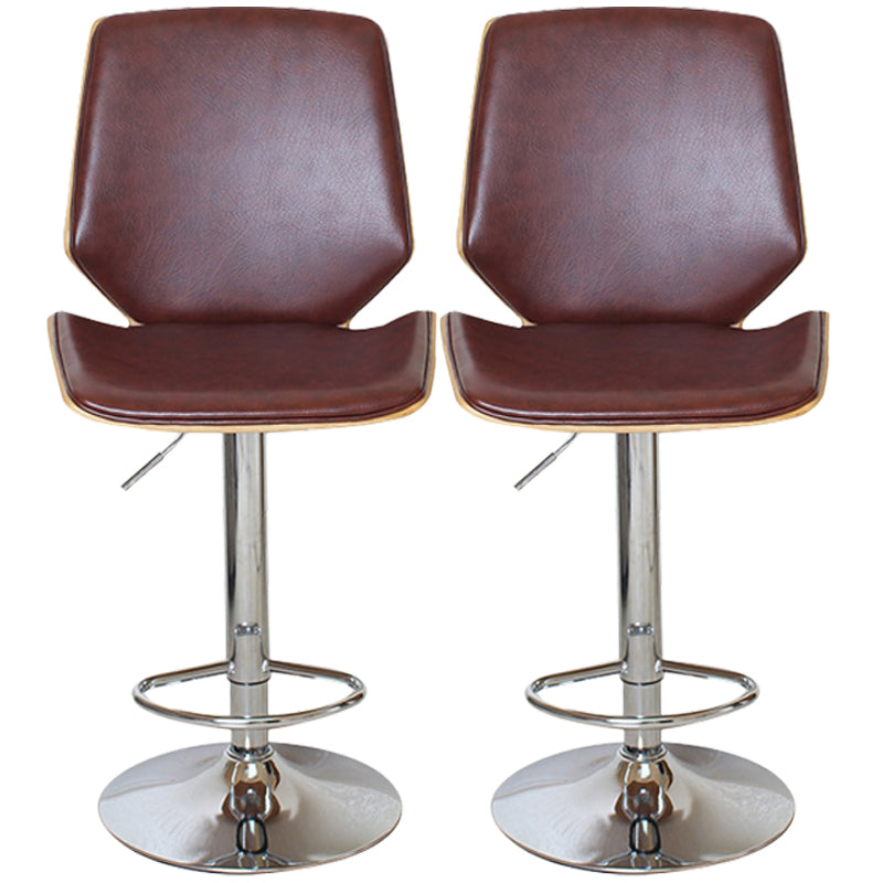 Contemporary Swivel Adjustable Height Bar Stool Indoor Bar Stool with Full Back Brown 2 Piece Set Clearhalo 'Bar Furniture' 'Bar Stools' 'bar_stools' 'furn' 'furn_bar_stools' 'furniture_bar_stools' 'Kitchen & Dining Furniture' 'kitchen&dining_furn' 'kitchen' 'kitchen_furn' Furniture' 4452996