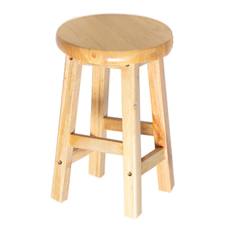 Contemporary Wood Bar Stool Indoor Bar Stool with Wood Seat and Footrest, 1 Piece Natural Short Stool(18"H) Clearhalo 'Bar Furniture' 'Bar Stools' 'bar_stools' 'furn' 'furn_bar_stools' 'furniture_bar_stools' 'Kitchen & Dining Furniture' 'kitchen&dining_furn' 'kitchen' 'kitchen_furn' Furniture' 4453014
