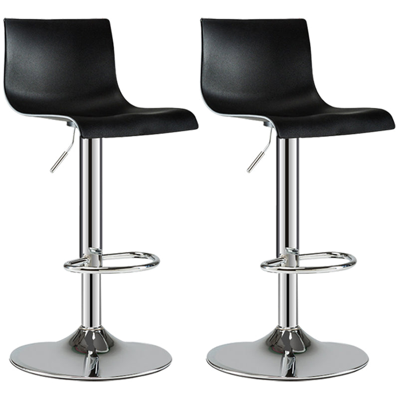 Contemporary Swivel Adjustable Bar Stool Indoor Bar Stool with Low Back Textured Black 2 Piece Set Clearhalo 'Bar Furniture' 'Bar Stools' 'bar_stools' 'furn' 'furn_bar_stools' 'furniture_bar_stools' 'Kitchen & Dining Furniture' 'kitchen&dining_furn' 'kitchen' 'kitchen_furn' Furniture' 4453035