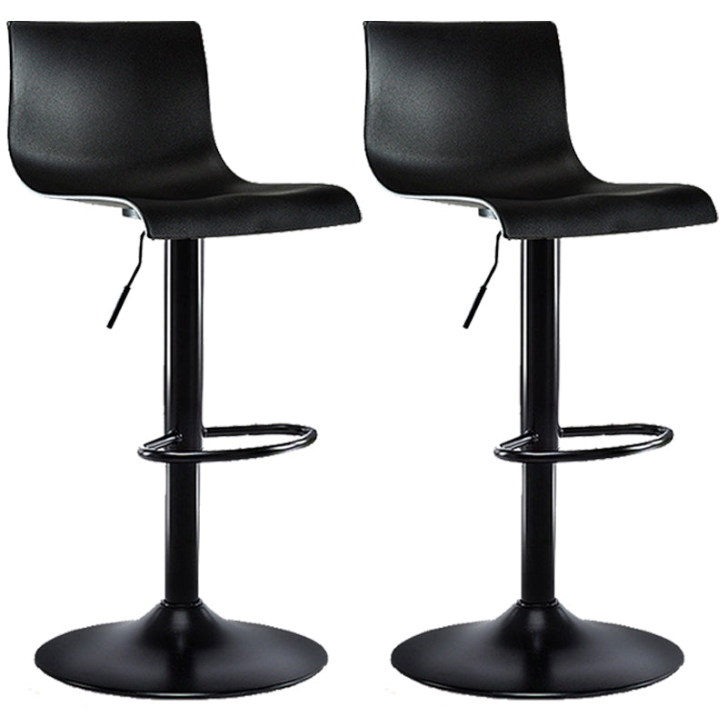 Contemporary Swivel Adjustable Bar Stool Indoor Bar Stool with Low Back Black 2 Piece Set Clearhalo 'Bar Furniture' 'Bar Stools' 'bar_stools' 'furn' 'furn_bar_stools' 'furniture_bar_stools' 'Kitchen & Dining Furniture' 'kitchen&dining_furn' 'kitchen' 'kitchen_furn' Furniture' 4453040
