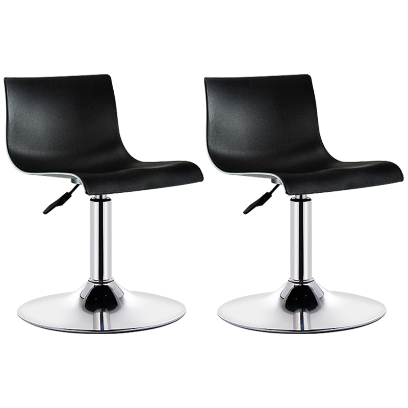 Contemporary Swivel Adjustable Bar Stool Indoor Bar Stool with Low Back Gloss Black 2 Piece Set Clearhalo 'Bar Furniture' 'Bar Stools' 'bar_stools' 'furn' 'furn_bar_stools' 'furniture_bar_stools' 'Kitchen & Dining Furniture' 'kitchen&dining_furn' 'kitchen' 'kitchen_furn' Furniture' 4453046