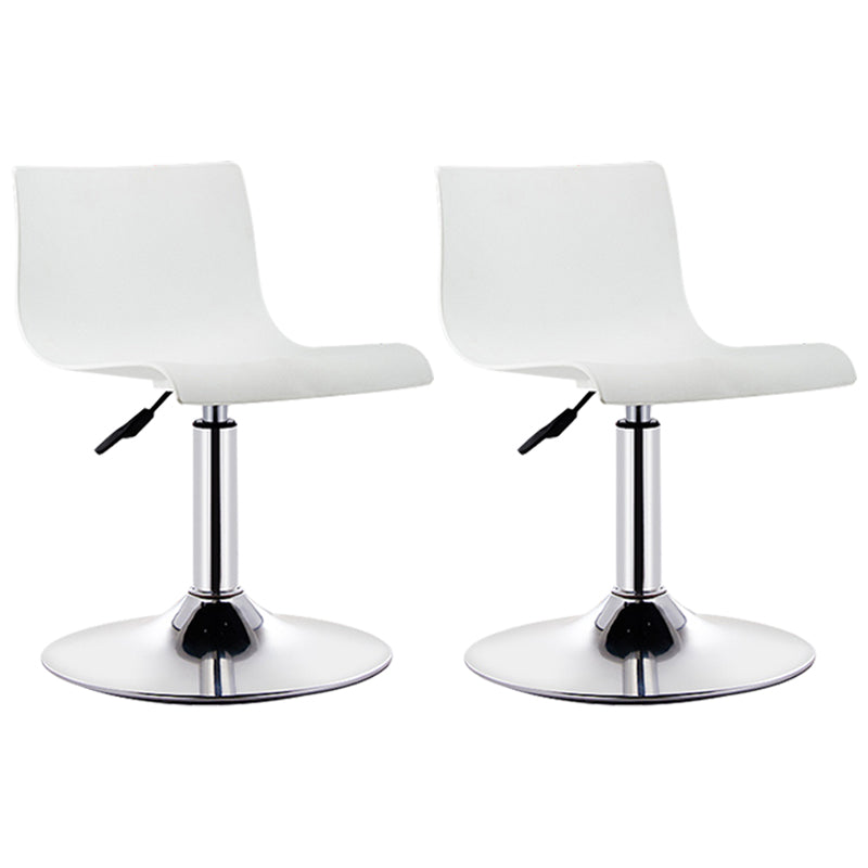 Contemporary Swivel Adjustable Bar Stool Indoor Bar Stool with Low Back Gloss White 2 Piece Set Clearhalo 'Bar Furniture' 'Bar Stools' 'bar_stools' 'furn' 'furn_bar_stools' 'furniture_bar_stools' 'Kitchen & Dining Furniture' 'kitchen&dining_furn' 'kitchen' 'kitchen_furn' Furniture' 4453049