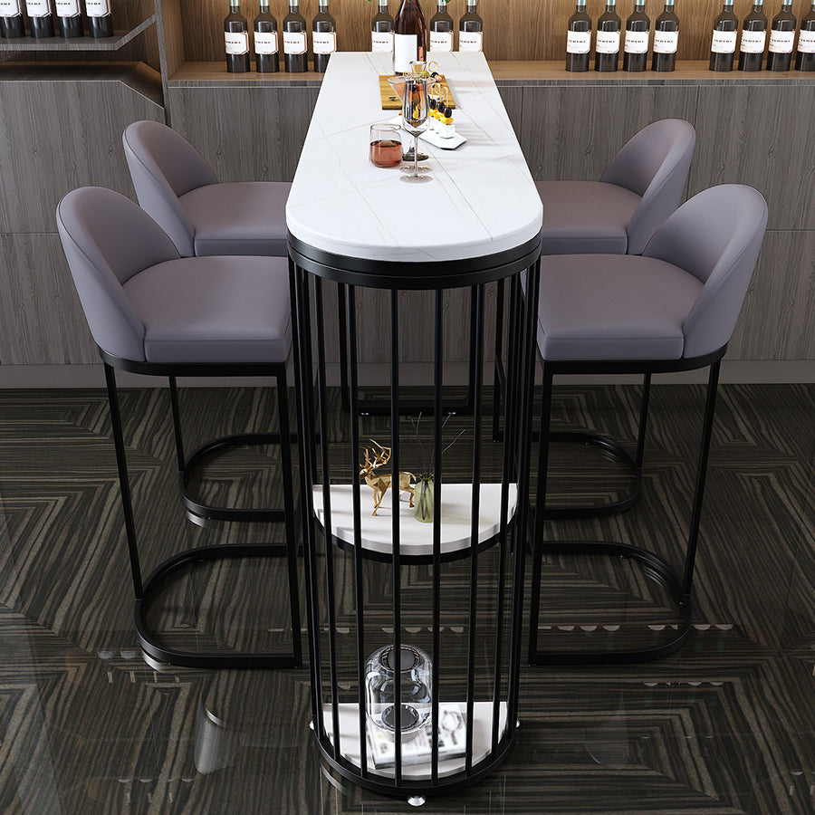 Industrial Black Iron Bar Table Faux Marble White Specialty Top 41.3"H Bistro Table Clearhalo 'Bar Furniture' 'Bar Tables' 'bar_tables' 'furn' 'furn_bar_tables' 'Furniture' 'furniture_bar_tables' 'Kitchen & Dining Furniture' 4453099