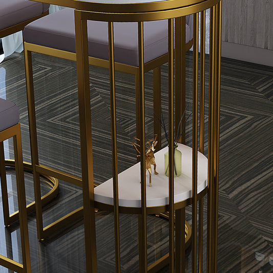 Industrial Black Iron Bar Table Faux Marble White Specialty Top 41.3"H Bistro Table Clearhalo 'Bar Furniture' 'Bar Tables' 'bar_tables' 'furn' 'furn_bar_tables' 'Furniture' 'furniture_bar_tables' 'Kitchen & Dining Furniture' 4453102