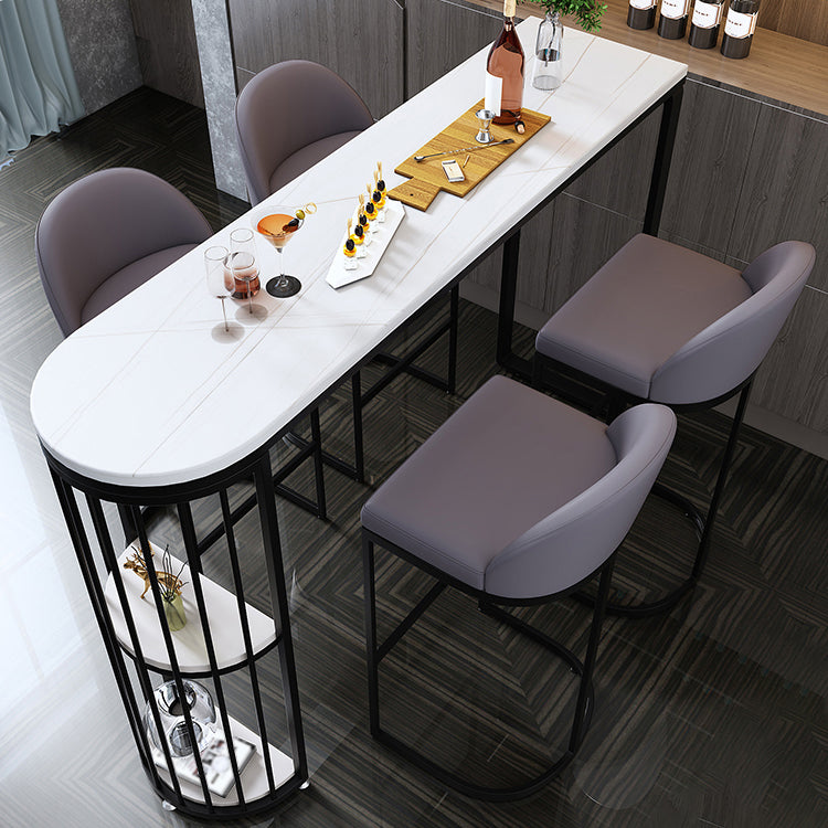Industrial Black Iron Bar Table Faux Marble White Specialty Top 41.3"H Bistro Table Clearhalo 'Bar Furniture' 'Bar Tables' 'bar_tables' 'furn' 'furn_bar_tables' 'Furniture' 'furniture_bar_tables' 'Kitchen & Dining Furniture' 4453104