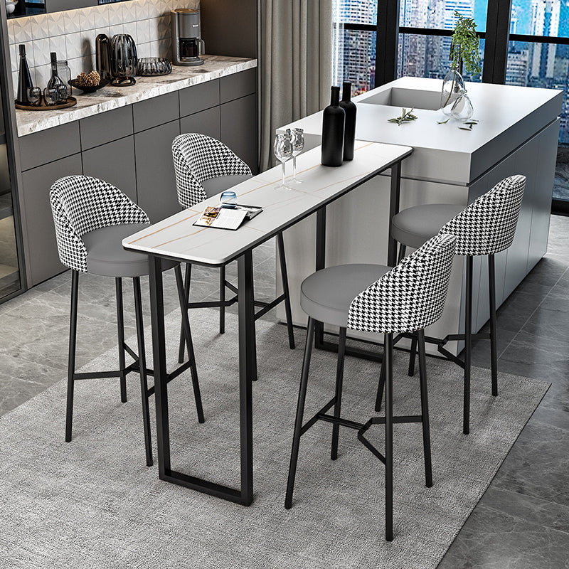 Industrial Style Stone Top Cocktail Bar Table 42-inch Height Table for Kitchen 78.7"L x 15.7"W x 41.3"H White Without Chairs Clearhalo 'Bar Furniture' 'Bar Tables' 'bar_tables' 'furn' 'furn_bar_tables' 'Furniture' 'furniture_bar_tables' 'Kitchen & Dining Furniture' 4453112