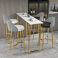 Industrial Style Stone Top Cocktail Bar Table 42-inch Height Table for Kitchen White-Gold Without Chairs Clearhalo 'Bar Furniture' 'Bar Tables' 'bar_tables' 'furn' 'furn_bar_tables' 'Furniture' 'furniture_bar_tables' 'Kitchen & Dining Furniture' 4453121