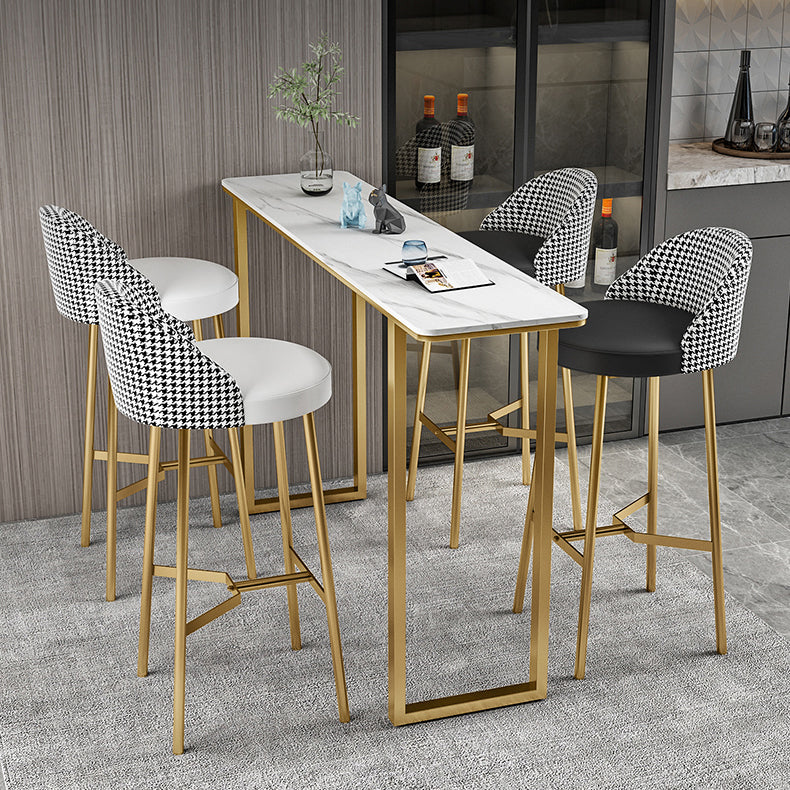 Industrial Style Stone Top Cocktail Bar Table 42-inch Height Table for Kitchen White-Gold Without Chairs Clearhalo 'Bar Furniture' 'Bar Tables' 'bar_tables' 'furn' 'furn_bar_tables' 'Furniture' 'furniture_bar_tables' 'Kitchen & Dining Furniture' 4453121
