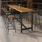 Modern Brown Wood Bistro Table with Rectangle Table Top Black Trestle Table 42'' H 118.1"L x 23.6"W x 41.3"H Without Chairs Clearhalo 'Bar Furniture' 'Bar Tables' 'bar_tables' 'furn' 'furn_bar_tables' 'Furniture' 'furniture_bar_tables' 'Kitchen & Dining Furniture' 4453129