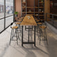 Modern Brown Wood Bistro Table with Rectangle Table Top Black Trestle Table 42'' H 118.1"L x 15.7"W x 41.3"H Without Chairs Clearhalo 'Bar Furniture' 'Bar Tables' 'bar_tables' 'furn' 'furn_bar_tables' 'Furniture' 'furniture_bar_tables' 'Kitchen & Dining Furniture' 4453131