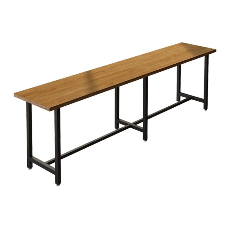 Modern Brown Wood Bistro Table with Rectangle Table Top Black Trestle Table 42'' H Without Chairs Clearhalo 'Bar Furniture' 'Bar Tables' 'bar_tables' 'furn' 'furn_bar_tables' 'Furniture' 'furniture_bar_tables' 'Kitchen & Dining Furniture' 4453132