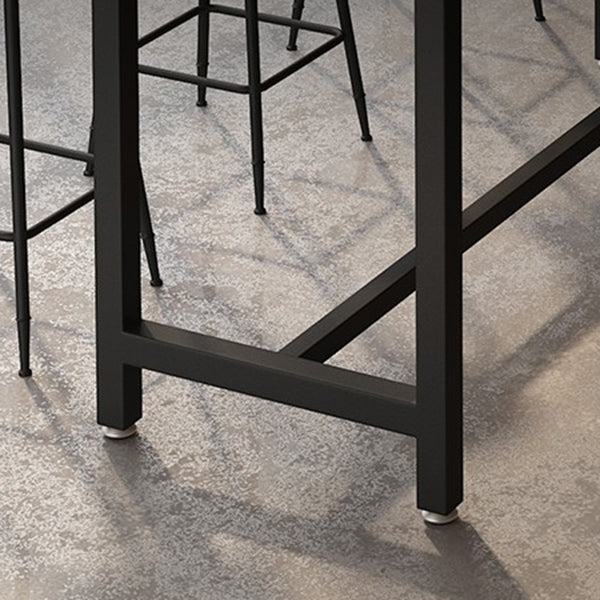Modern Brown Wood Bistro Table with Rectangle Table Top Black Trestle Table 42'' H Clearhalo 'Bar Furniture' 'Bar Tables' 'bar_tables' 'furn' 'furn_bar_tables' 'Furniture' 'furniture_bar_tables' 'Kitchen & Dining Furniture' 4453134