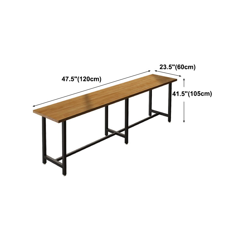 Modern Brown Wood Bistro Table with Rectangle Table Top Black Trestle Table 42'' H Clearhalo 'Bar Furniture' 'Bar Tables' 'bar_tables' 'furn' 'furn_bar_tables' 'Furniture' 'furniture_bar_tables' 'Kitchen & Dining Furniture' 4453146