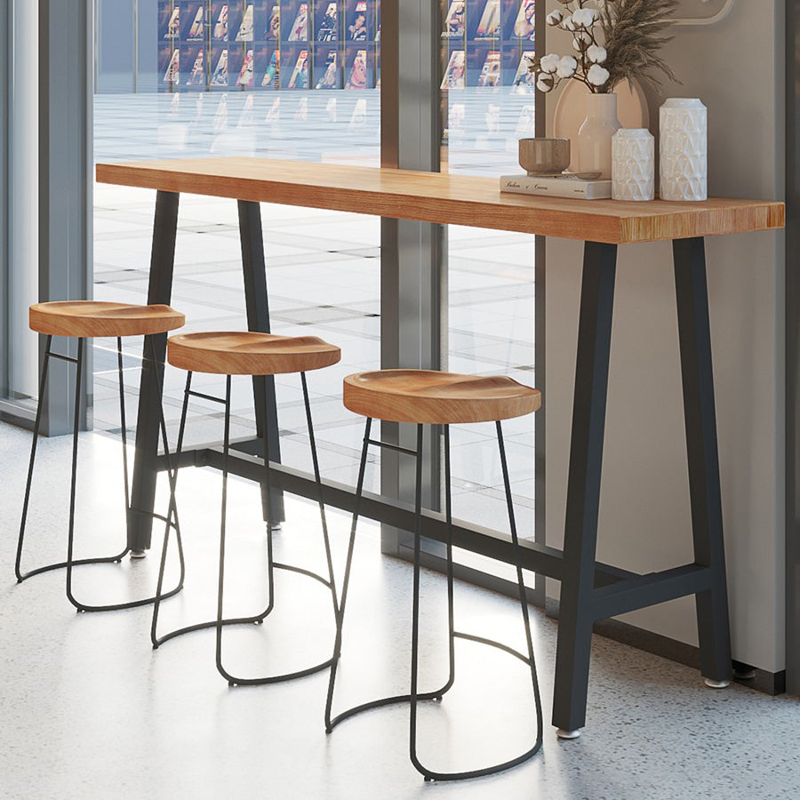 Modern Wood Bistro Bar Table with Rectangle Table Top Black Trestle Table - 42" H 94.5"L x 15.7"W x 41.3"H Without Chairs Clearhalo 'Bar Furniture' 'Bar Tables' 'bar_tables' 'furn' 'furn_bar_tables' 'Furniture' 'furniture_bar_tables' 'Kitchen & Dining Furniture' 4453155